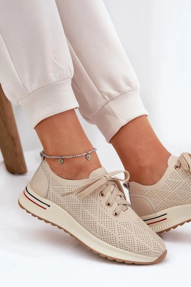 Damskie Artiker Skórzane Lekkie Półbuty Damskie 54C1759 Beżowe