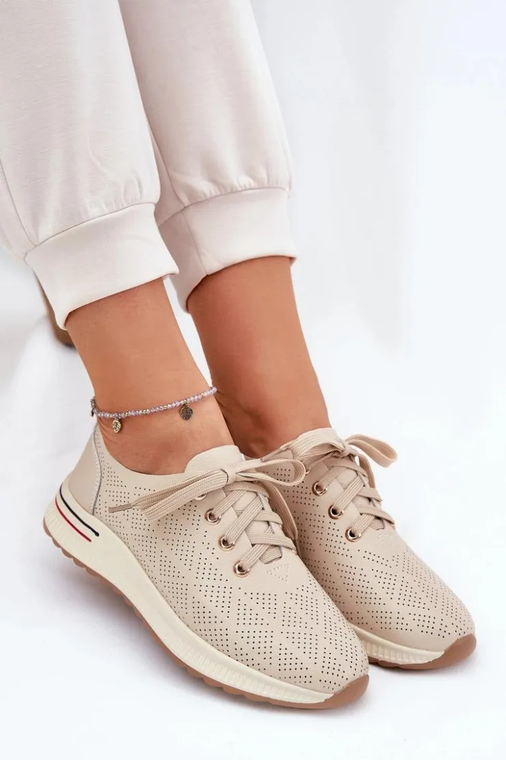 Damskie Artiker Skórzane Lekkie Półbuty Damskie 54C1759 Beżowe