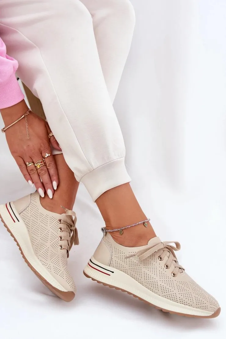 Damskie Artiker Skórzane Lekkie Półbuty Damskie 54C1759 Beżowe