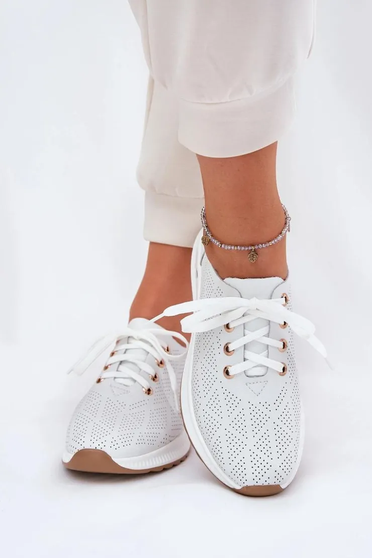 Artiker Buty Sportowe Na Platformie|Półbuty Skórzane*Skórzane Lekkie Półbuty Damskie 54C1758 Białe Biały