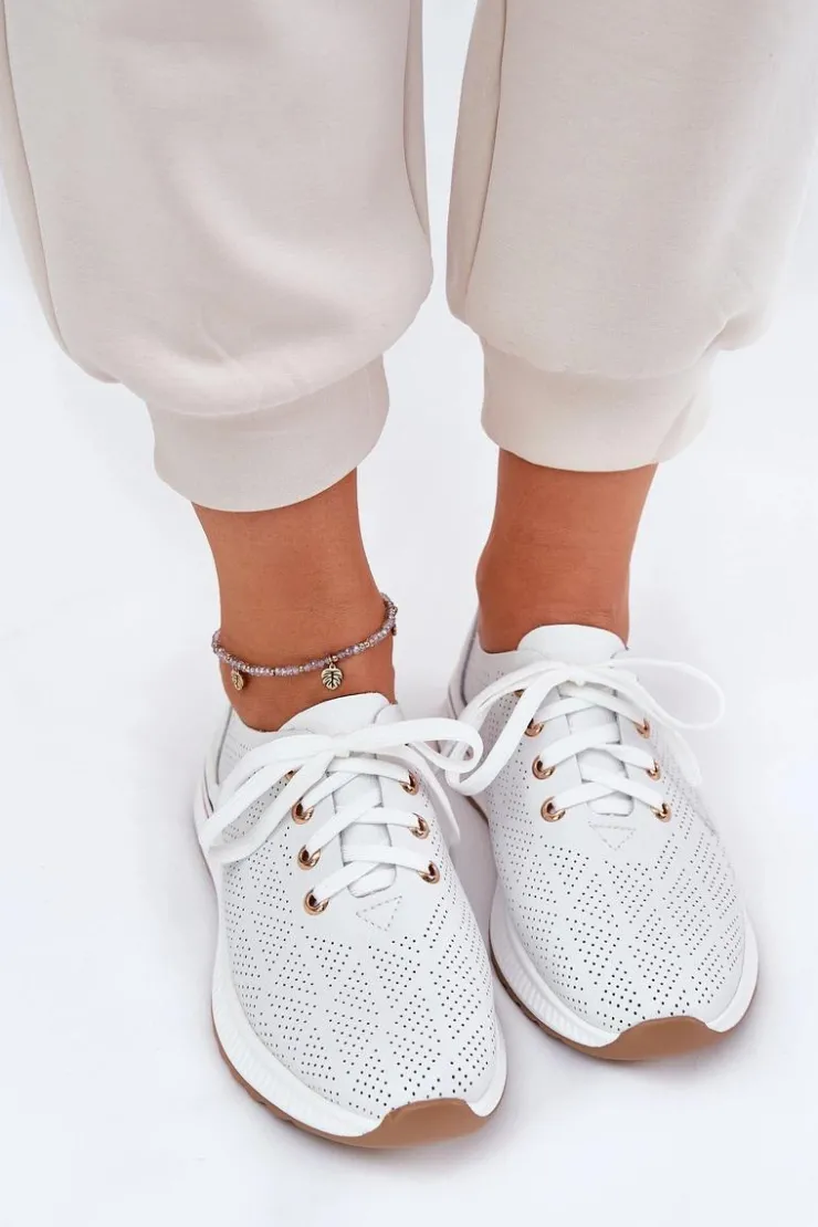 Artiker Buty Sportowe Na Platformie|Półbuty Skórzane*Skórzane Lekkie Półbuty Damskie 54C1758 Białe Biały