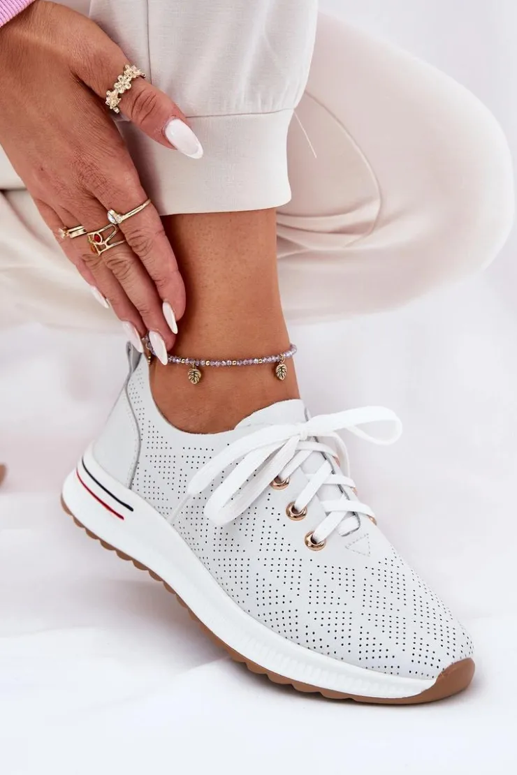 Artiker Buty Sportowe Na Platformie|Półbuty Skórzane*Skórzane Lekkie Półbuty Damskie 54C1758 Białe Biały