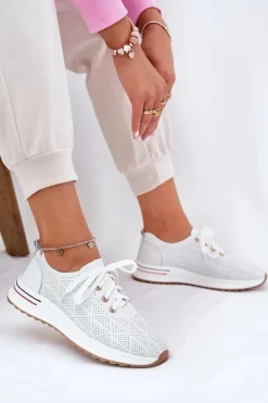 Artiker Buty Sportowe Na Platformie|Półbuty Skórzane*Skórzane Lekkie Półbuty Damskie 54C1758 Białe Biały