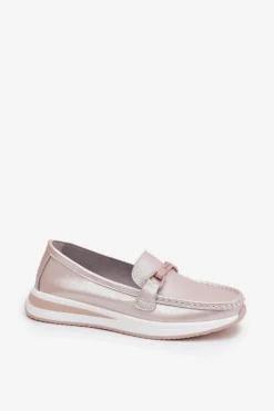 Damskie buty S.Barski Mokasyny Damskie Skórzane|Mokasyny Na Platformie*Skórzane Mokasyny Damskie S.Barski GR51-598 Perłowy Róż Różowy