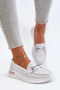 Buty damskie Vinceza Skórzane Mokasyny Damskie Białe Veridinna