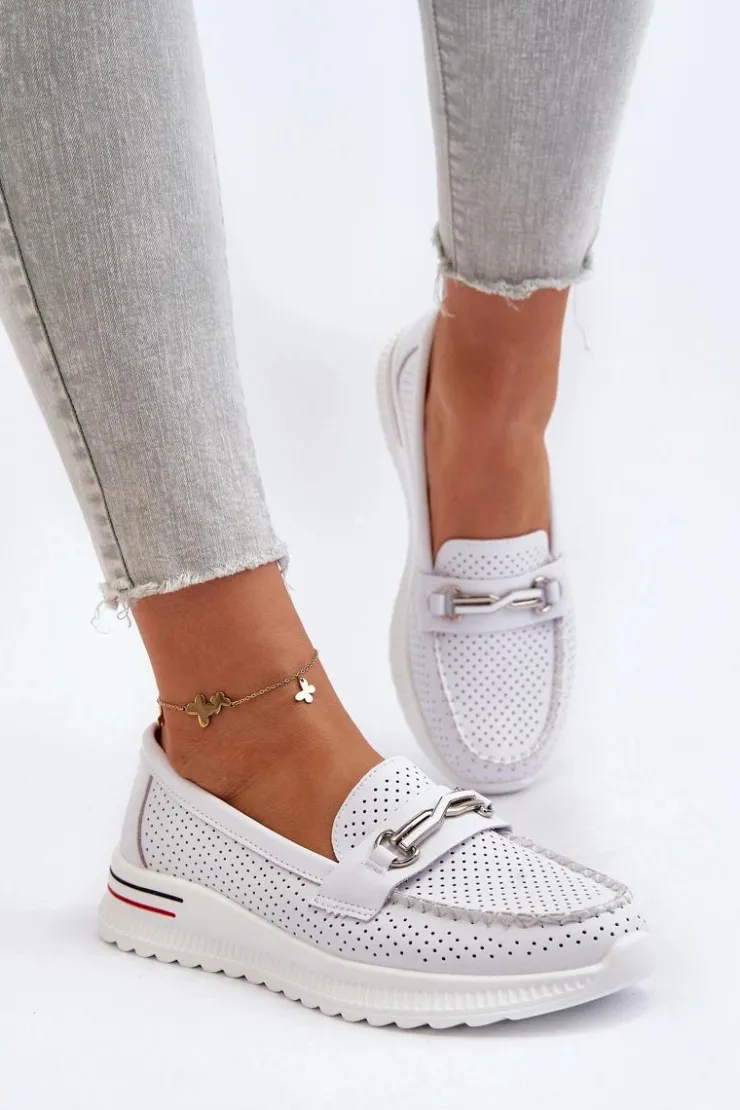 Buty damskie Vinceza Skórzane Mokasyny Damskie Białe Veridinna