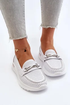 Buty damskie Vinceza Skórzane Mokasyny Damskie Białe Veridinna