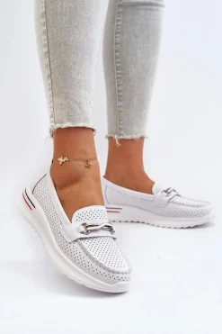 Buty damskie Vinceza Skórzane Mokasyny Damskie Białe Veridinna