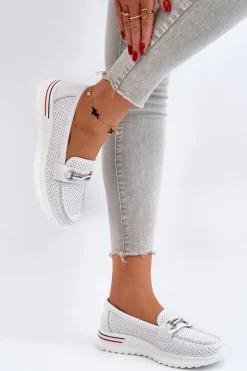 Buty damskie Vinceza Skórzane Mokasyny Damskie Białe Veridinna