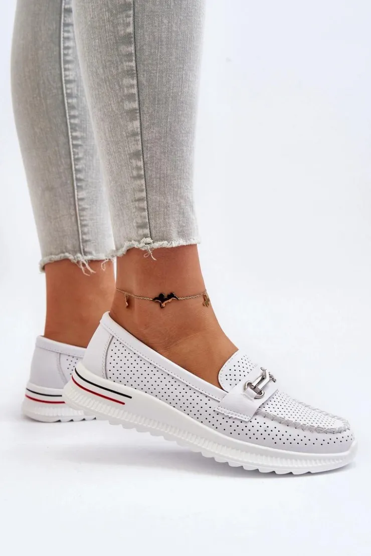 Buty damskie Vinceza Skórzane Mokasyny Damskie Białe Veridinna