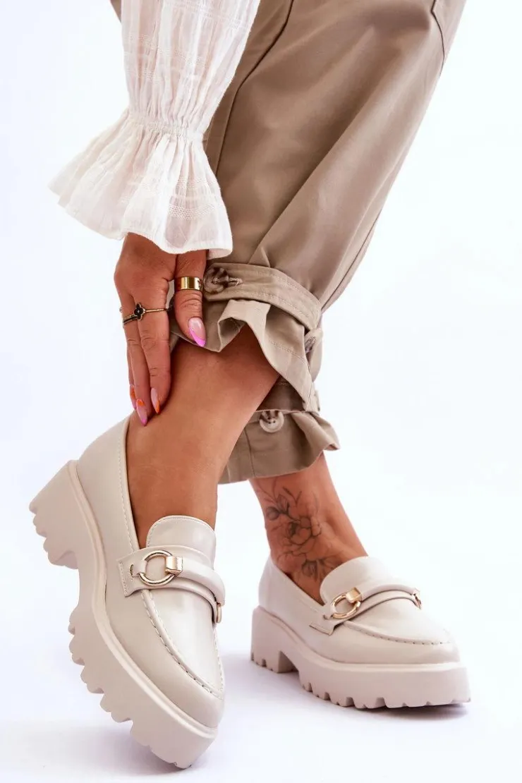 Boto Mokasyny Damskie Skórzane*Skórzane Mokasyny Damskie Beżowe Camerin