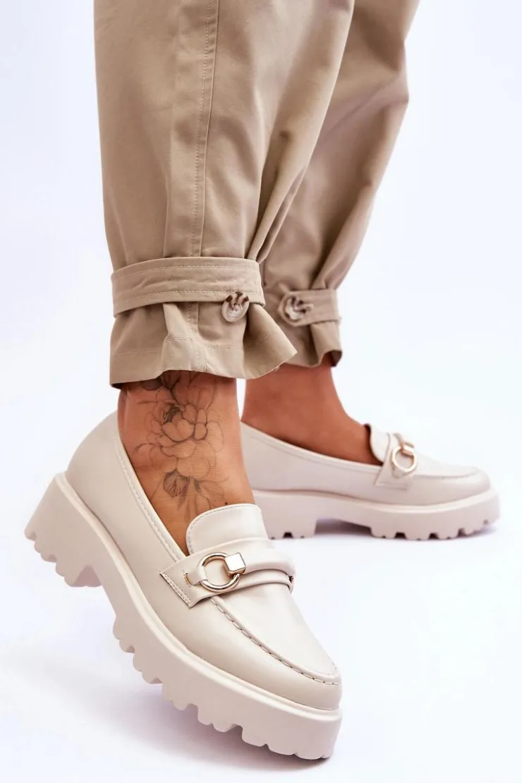 Boto Mokasyny Damskie Skórzane*Skórzane Mokasyny Damskie Beżowe Camerin