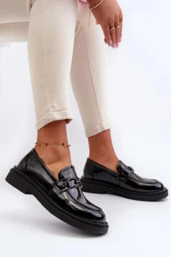 Evento Loafersy Damskie|Mokasyny Damskie Lakierowane*Skórzane Mokasyny Damskie Lakierowane Czarne Keelana