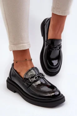 Evento Loafersy Damskie|Mokasyny Damskie Lakierowane*Skórzane Mokasyny Damskie Lakierowane Czarne Keelana