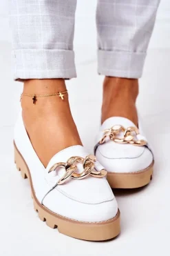 Boto Mokasyny Damskie Skórzane*Skórzane Mokasyny Lewski Shoes 3040 Białe