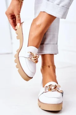 Boto Mokasyny Damskie Skórzane*Skórzane Mokasyny Lewski Shoes 3040 Białe