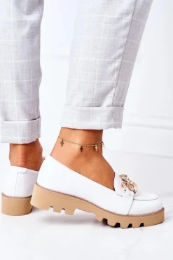Boto Mokasyny Damskie Skórzane*Skórzane Mokasyny Lewski Shoes 3040 Białe
