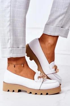 Boto Mokasyny Damskie Skórzane*Skórzane Mokasyny Lewski Shoes 3040 Białe