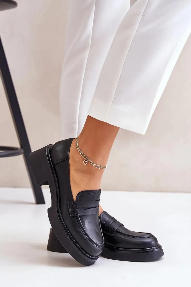 Damskie buty S.Barski Mokasyny Damskie Lakierowane*Skórzane Mokasyny Loafersy Damskie D&A JC42-61 Czarne