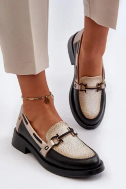 Maciejka Loafersy Damskie|Półbuty Skórzane*Skórzane Mokasyny Półbuty Damskie 06493-01 Czarne