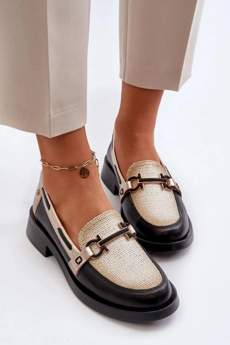 Maciejka Loafersy Damskie|Półbuty Skórzane*Skórzane Mokasyny Półbuty Damskie 06493-01 Czarne