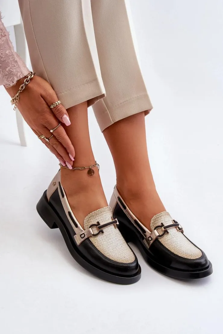 Maciejka Loafersy Damskie|Półbuty Skórzane*Skórzane Mokasyny Półbuty Damskie 06493-01 Czarne