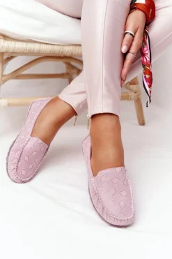 Evento Mokasyny Damskie Skórzane*Skórzane Mokasyny RIO FLORE Eco-Friendly Różowe