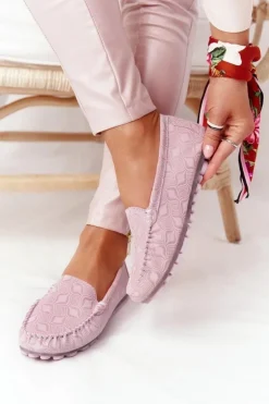 Evento Mokasyny Damskie Skórzane*Skórzane Mokasyny RIO FLORE Eco-Friendly Różowe