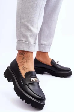 Boto Mokasyny Damskie Skórzane|Mokasyny Na Platformie*Skórzane Mokasyny Z Ozdobą Na Platformie Czarne Glory