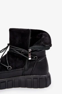 Damskie Buty damskie Vinceza Skórzane Śniegowce Botki Na Platformie Czarne Maxava