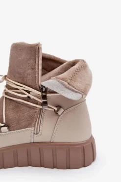 Sale Buty damskie Vinceza Skórzane Śniegowce Botki Na Platformie Beżowe Maxava