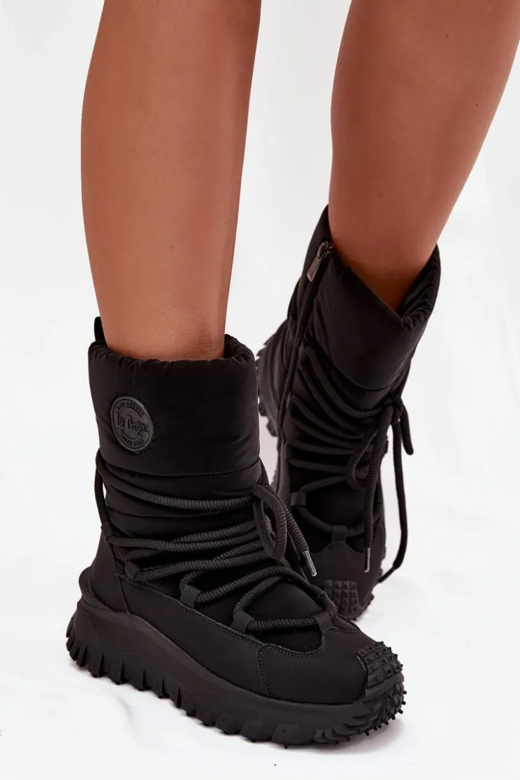 Hot Lee Cooper Skórzane Śniegowce Na Platformie LCJ-25-12-3660 Czarne Czarny