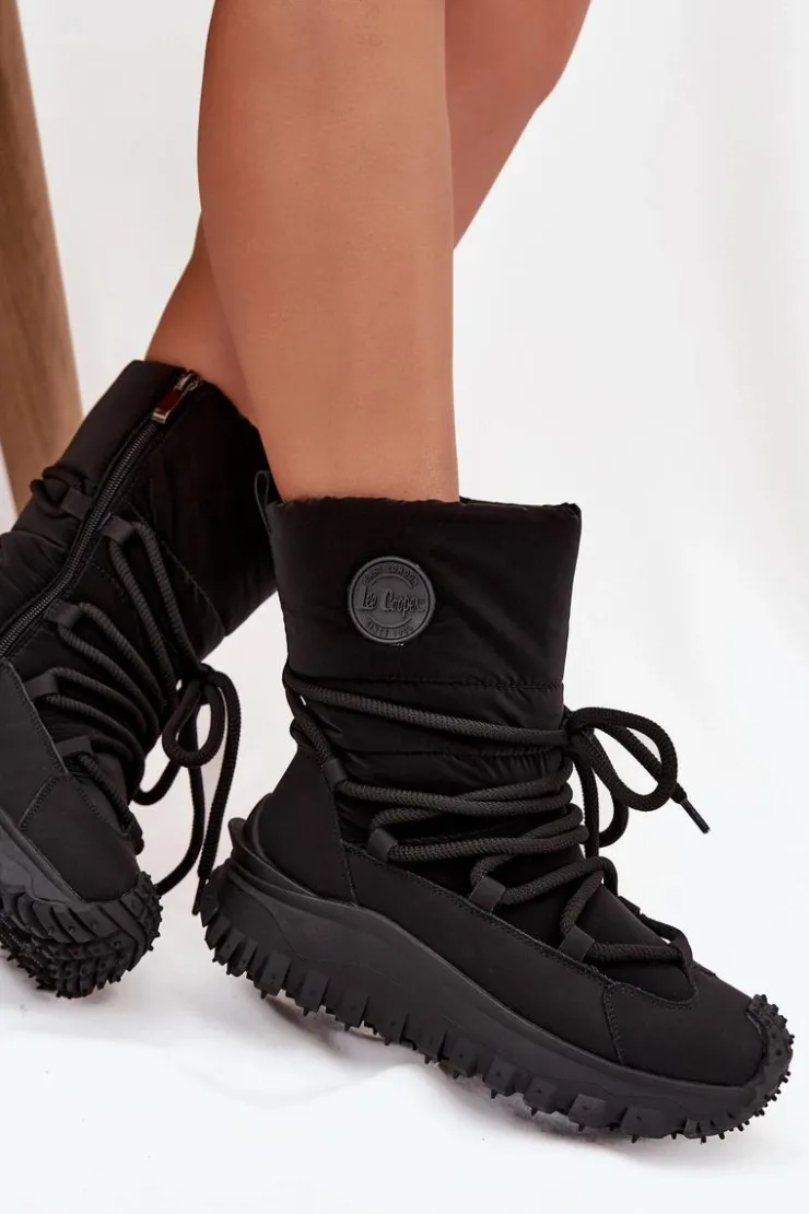 Hot Lee Cooper Skórzane Śniegowce Na Platformie LCJ-25-12-3660 Czarne Czarny