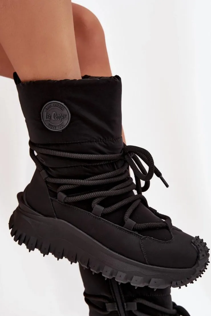 Hot Lee Cooper Skórzane Śniegowce Na Platformie LCJ-25-12-3660 Czarne Czarny