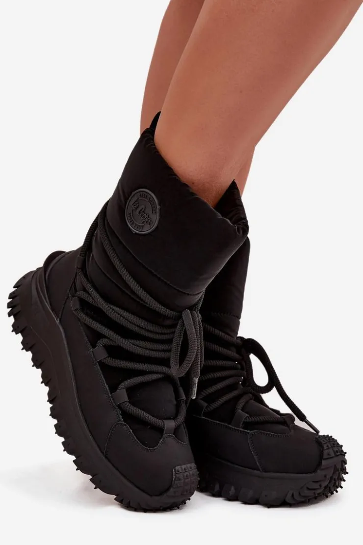 Hot Lee Cooper Skórzane Śniegowce Na Platformie LCJ-25-12-3660 Czarne Czarny