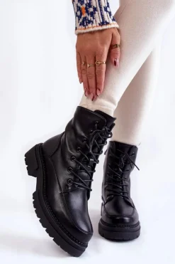 Outlet Boto Skórzane Ocieplane Botki La.Fi 250009B-QN Czarne