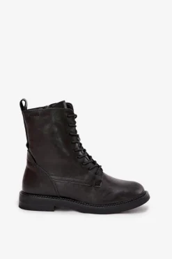 Discount Big Star Shoes Skórzane Ocieplane Damskie Botki Workery Big Star SS274480 Czarne