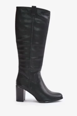 Damskie Buty Sergio Leone Skórzane Ocieplane Kozaki Na Słupku Sergio Leone KZ230-S Czarne