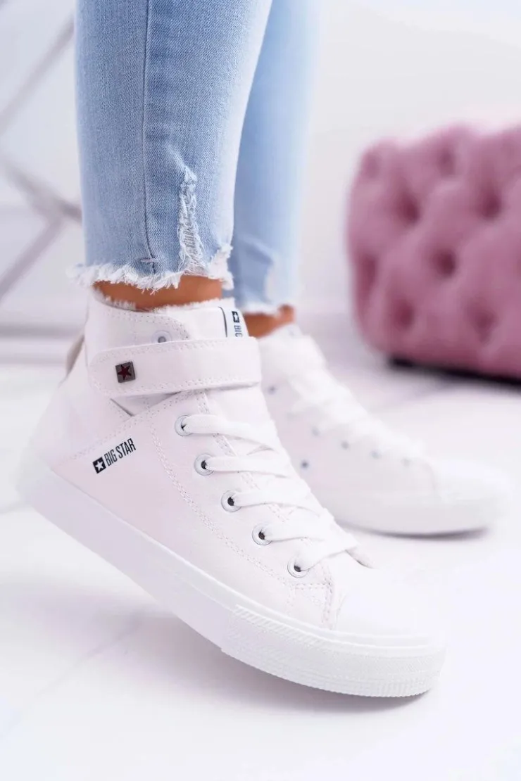 Big Star Shoes Skórzane Ocieplane Trampki BIG STAR V274541FW Białe