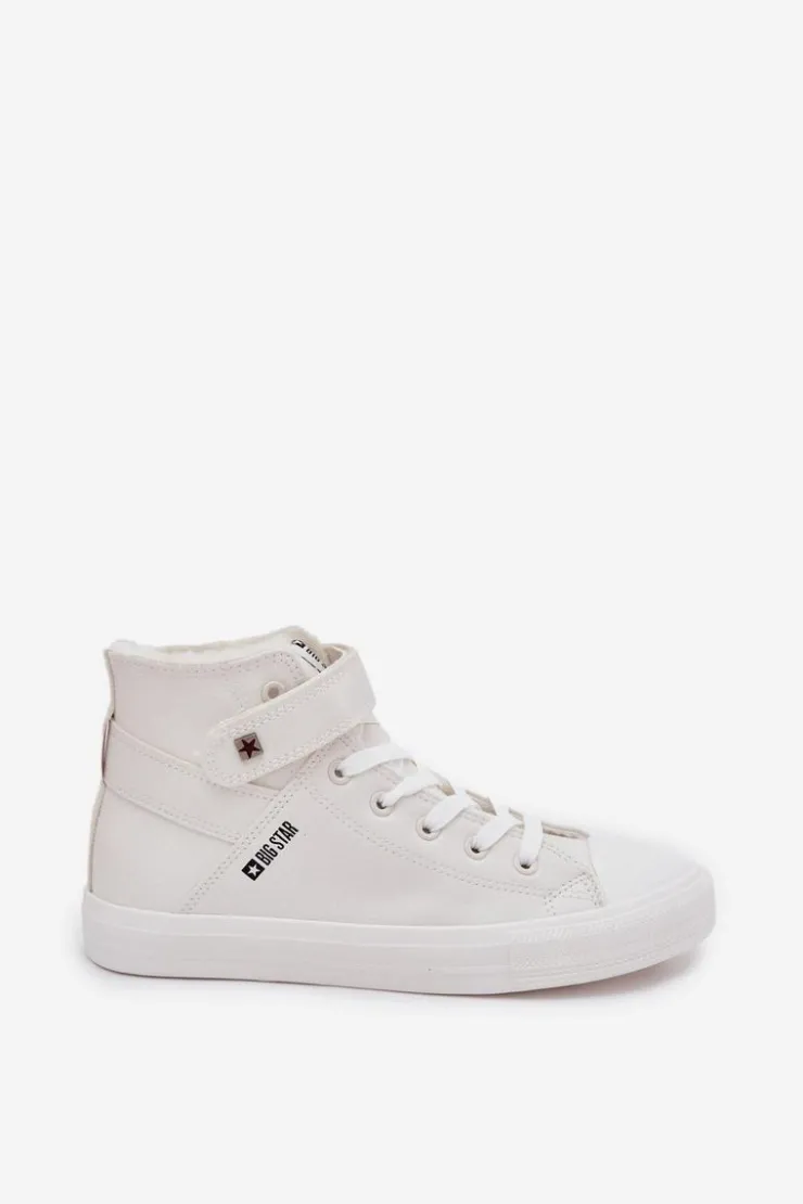 Sale Big Star Shoes Skórzane Ocieplane Trampki BIG STAR V274541FW Białe