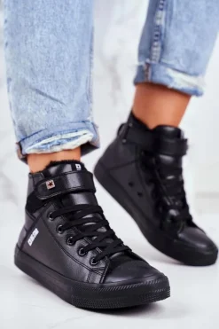 New Big Star Shoes Skórzane Ocieplane Trampki BIG STAR V274542FW Czarne Czarny