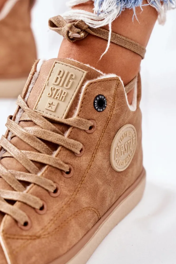 Hot Big Star Shoes Skórzane Ocieplane Trampki Big Star II274149 Camel