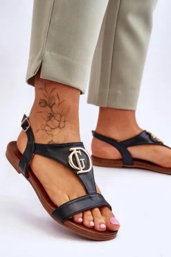 Damskie buty S.Barski Sandały Płaskie*Skórzane Płaskie Sandały S.Barski KV-5541-32 Czarne