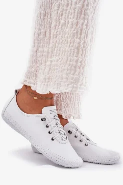 Best Artiker Skórzane Półbuty Damskie 54C0838 Białe