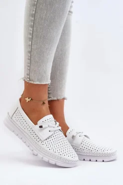 Buty damskie Vinceza Półbuty Skórzane*Skórzane Półbuty Damskie Ażurowe Białe Darnissa