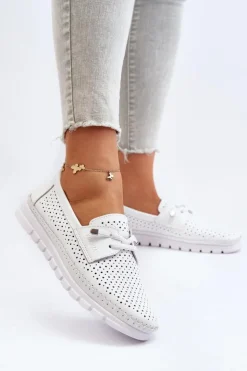 Buty damskie Vinceza Półbuty Skórzane*Skórzane Półbuty Damskie Ażurowe Białe Darnissa