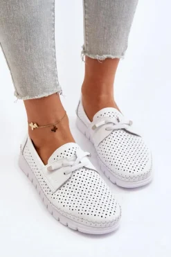 Buty damskie Vinceza Półbuty Skórzane*Skórzane Półbuty Damskie Ażurowe Białe Darnissa