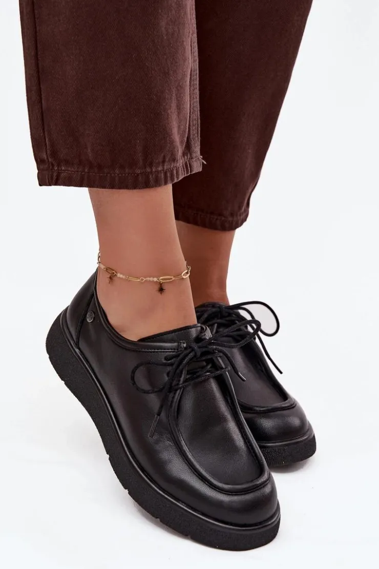 Damskie Maciejka Skórzane Półbuty Damskie K7189-01 Czarne