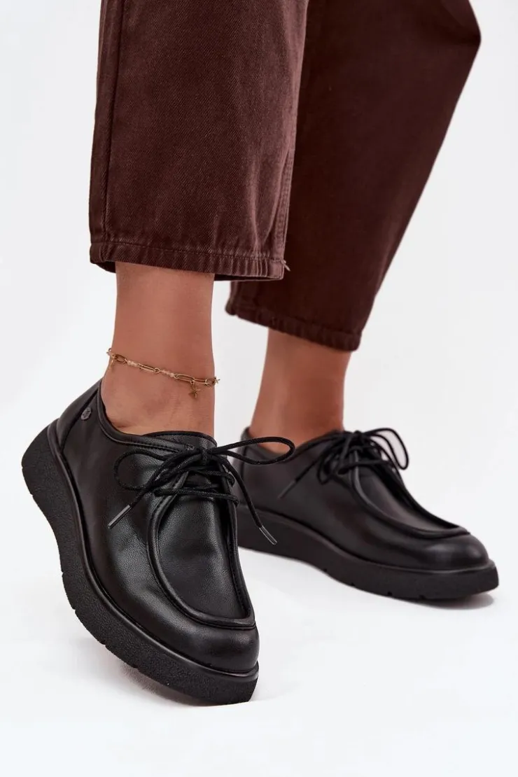 Damskie Maciejka Skórzane Półbuty Damskie K7189-01 Czarne