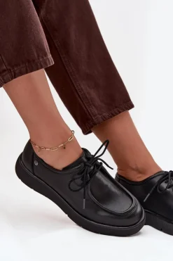 Damskie Maciejka Skórzane Półbuty Damskie K7189-01 Czarne